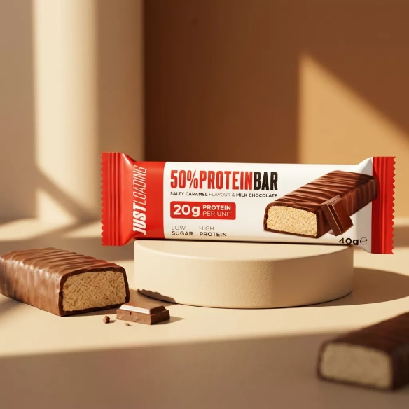 Barrita proteica 50% chocolate con sabor caramelo salado