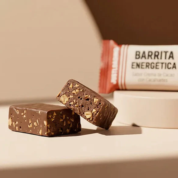 Barrita energética de crema de cacao con cacahuete